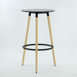 Стол Barneo T-11 барный MDF, H-105cm - круг диаметр 60см, RAL9017 черный, каркас RAL9017 черный