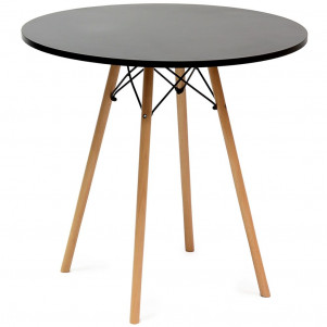 Стол Barneo T-8 Eames style MDF, H-75см - круг диаметр 80см, RAL9017 черный