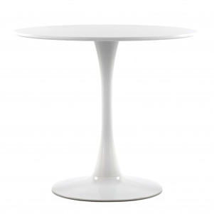 Стол Barneo T-3 Tulip style, MDF, H-75cm - круг диаметр 80см, RAL9003 белый, каркас RAL9003 белый