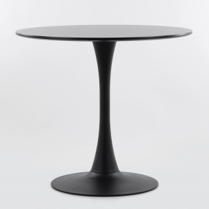 Стол Barneo T-3 Tulip style, MDF, H-75cm - круг диаметр 80см, RAL9017 черный, каркас RAL9017 черный